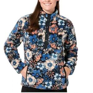 Hurley Women's Plus Size XXL Blue Floral Fleece Pullover Sweatshirt NWT